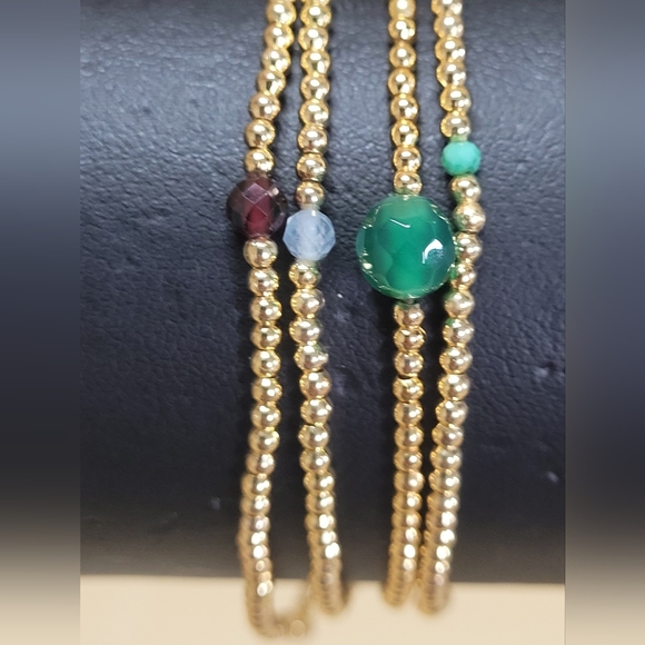 Mother's/Family Bracelets Semi-precious Gemstone/18K Gold-plated Beads - Picture 14 of 15